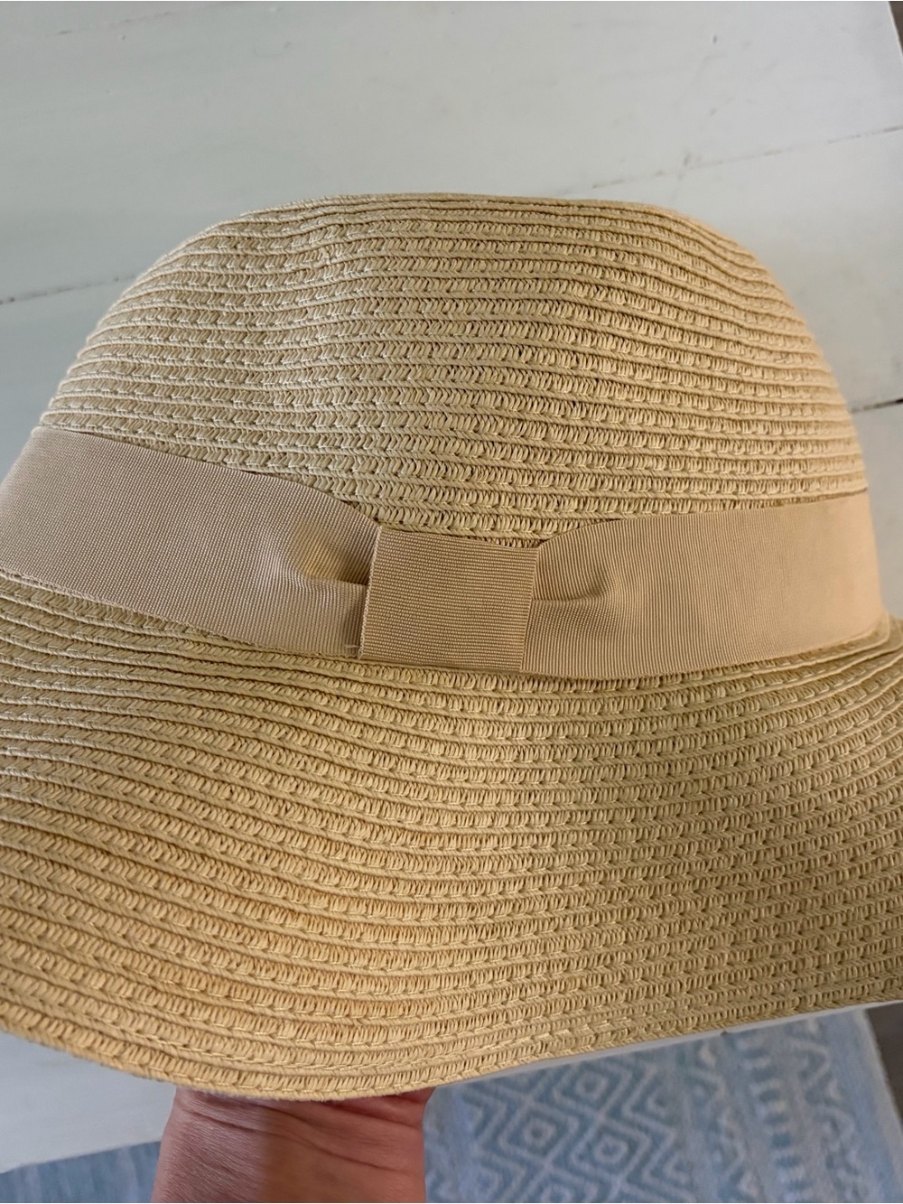 August Hats Cream Straw Cloche with Grosgrain Band